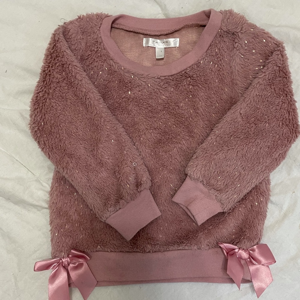 Kids salmon pink bow sweater